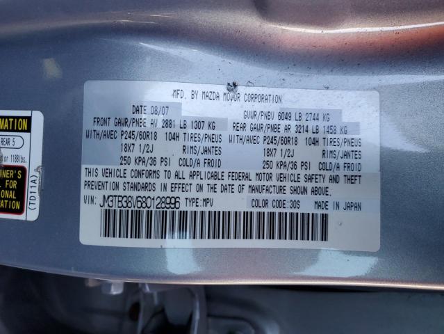 JM3TB38V680128996 - 2008 MAZDA CX-9 GRAY photo 13