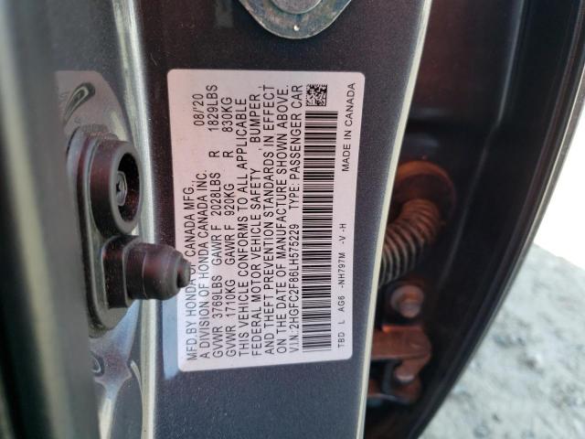 2HGFC2F86LH575229 - 2020 HONDA CIVIC SPORT 灰色 照片 12