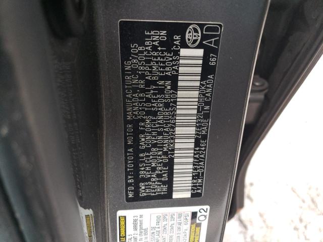 2T1KR32E76C557107 - 2006 TOYOTA COROLLA MA XR GRAY photo 12