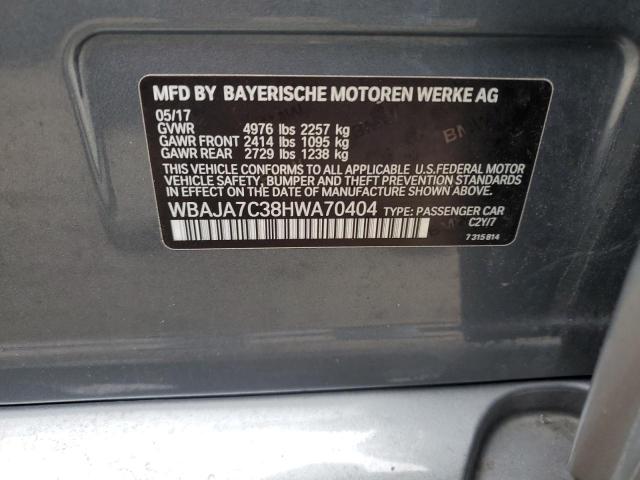 WBAJA7C38HWA70404 - 2017 BMW 530 XI GRAY photo 12