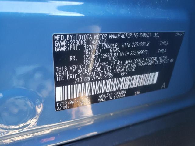 2T3T6RFV4PW038565 - 2023 TOYOTA RAV4 SE BLUE photo 13