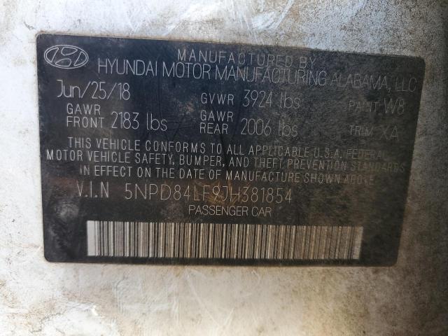 5NPD84LF9JH381854 - 2018 HYUNDAI ELANTRA SEL WHITE photo 13