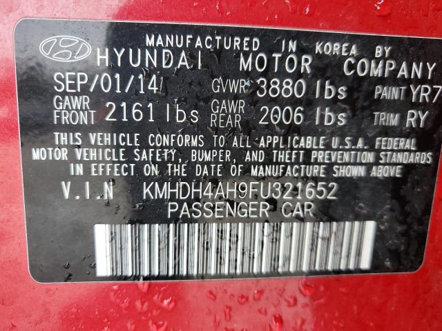 KMHDH4AH9FU321652 - 2015 HYUNDAI ELANTRA SE RED photo 12