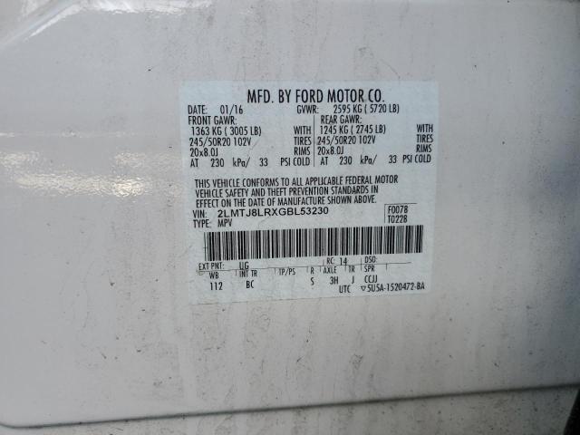 2LMTJ8LRXGBL53230 - 2016 LINCOLN MKX RESERVE 白色 照片 12