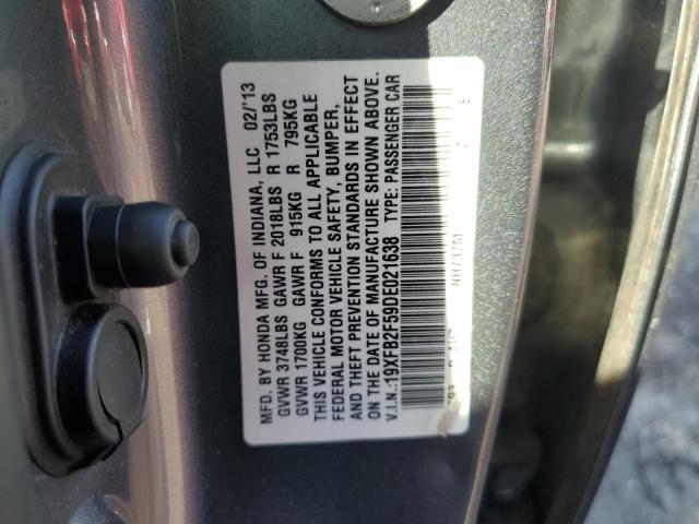 19XFB2F59DE021638 - 2013 HONDA CIVIC LX GRAY photo 12