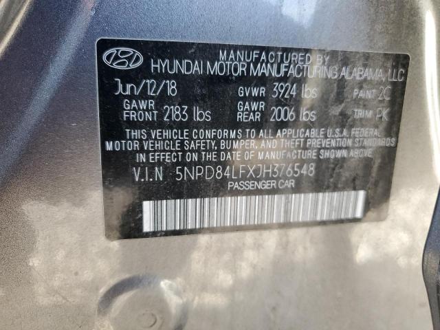 5NPD84LFXJH376548 - 2018 HYUNDAI ELANTRA SEL SILVER photo 13