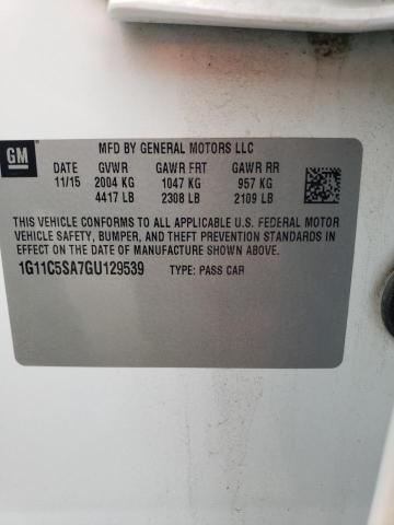 1G11C5SA7GU129539 - 2016 CHEVROLET MALIBU LIM LT WHITE photo 12