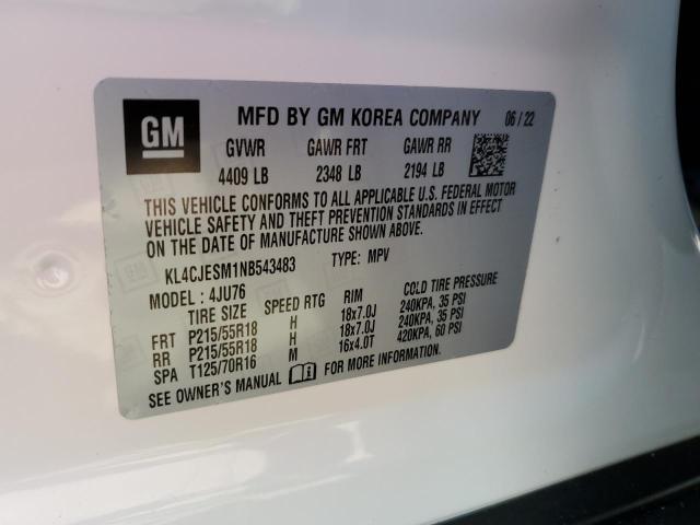 KL4CJESM1NB543483 - 2022 BUICK ENCORE PREFERRED Ақ фото 13