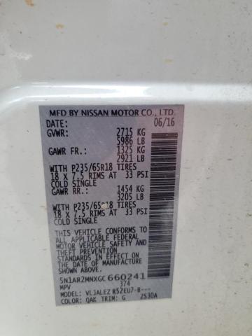 5N1AR2MNXGC660241 - 2016 NISSAN PATHFINDER S WHITE photo 13