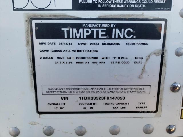 1TDH33523FB147853 - 2015 TIMT TRAILER WHITE photo 10