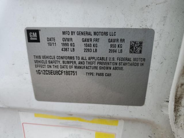 1G1ZC5EU8CF180751 - 2012 CHEVROLET MALIBU 1LT 白色 照片 12