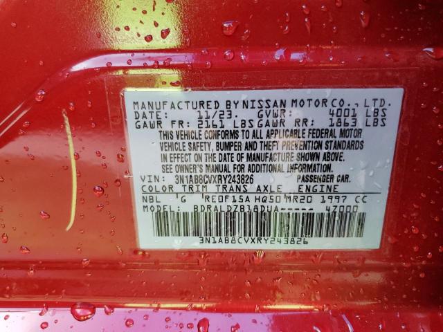 3N1AB8CVXRY243826 - 2024 NISSAN SENTRA SV RED photo 13