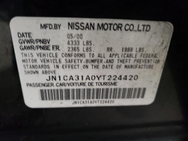 JN1CA31A0YT224420 - 2000 NISSAN MAXIMA GLE BLACK photo 12