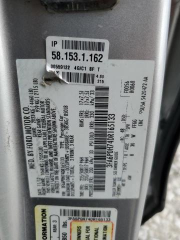 3FA6P0H74DR165133 - 2013 FORD FUSION SE SILVER photo 12