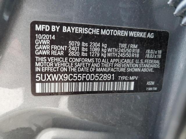 5UXWX9C55F0D52891 - 2015 BMW X3 XDRIVE28I GRAY photo 13