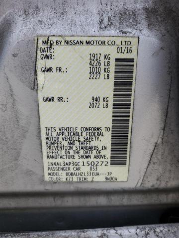 1N4AL3AP3GC150272 - 2016 NISSAN ALTIMA 2.5 SILVER photo 12