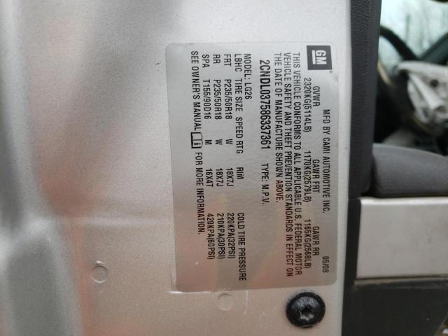 2CNDL037586337361 - 2008 CHEVROLET EQUINOX SPORT SILVER photo 13