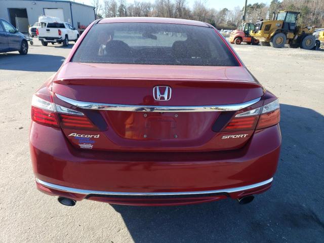 1HGCR2F50GA135311 - 2016 HONDA ACCORD SPORT RED photo 6