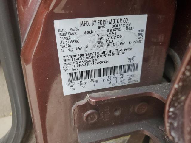1FTSW21P37EA05334 - 2007 FORD F250 SUPER DUTY BROWN photo 13