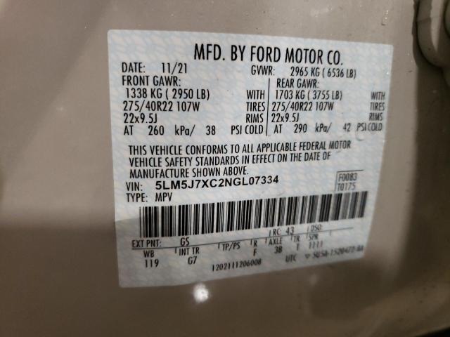 5LM5J7XC2NGL07334 - 2022 LINCOLN AVIATOR RESERVE WHITE photo 13