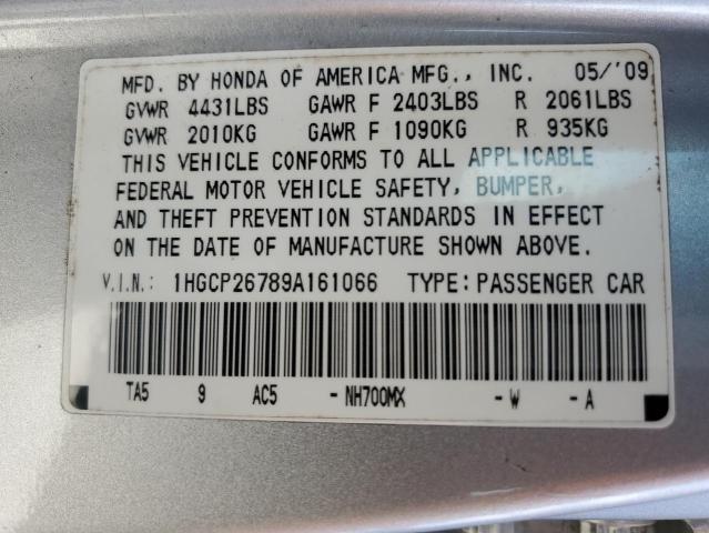 1HGCP26789A161066 - 2009 HONDA ACCORD EX SILVER photo 12