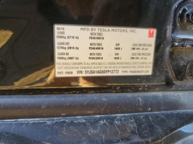 5YJSA1AG8DFP12772 - 2013 TESLA MODEL S BLACK photo 12