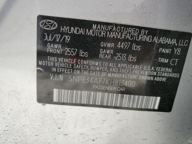 5NPE34AF7KH813400 - 2019 HYUNDAI SONATA LIMITED SILVER photo 12