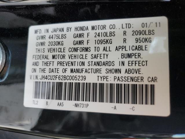 JH4CU2F62BC005239 - 2011 ACURA TSX BLACK photo 12