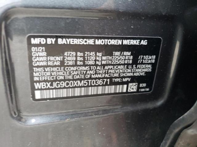 WBXJG9C0XM5T03671 - 2021 BMW X1 XDRIVE28I GRAY photo 13