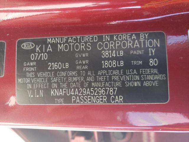 KNAFU4A29A5296787 - 2010 KIA FORTE EX BURGUNDY photo 12