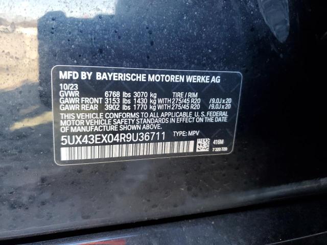 5UX43EX04R9U36711 - 2024 BMW X6 M60I BLUE photo 13