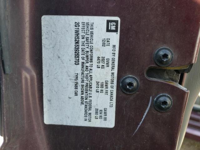 2G1WH52K639265703 - 2003 CHEVROLET IMPALA LS BURGUNDY photo 12