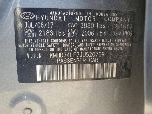 KMHD74LF7JU520769 - 2018 HYUNDAI ELANTRA SE GRAY photo 12