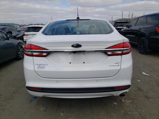 3FA6P0LU7JR270161 - 2018 FORD FUSION SE HYBRID WHITE photo 6