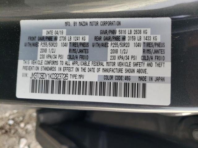 JM3TCBDY1K0323726 - 2019 MAZDA CX-9 GRAND TOURING GRAY photo 14