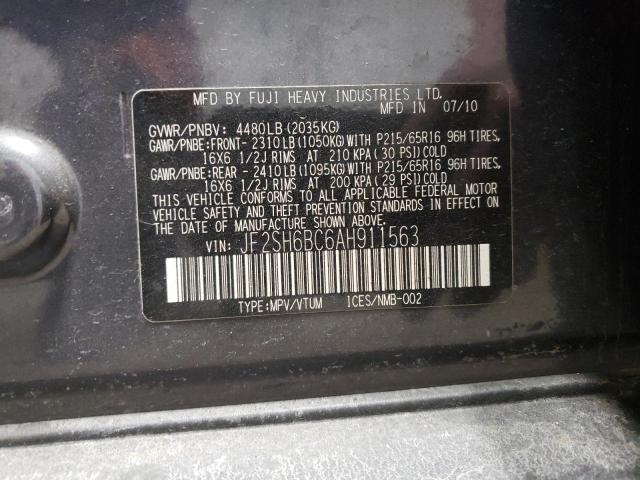 JF2SH6BC6AH911563 - 2010 SUBARU FORESTER XS Graphite photo 12