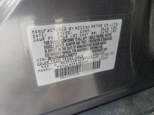 3N1CP5BV8LL550717 - 2020 NISSAN KICKS S GRAY photo 12