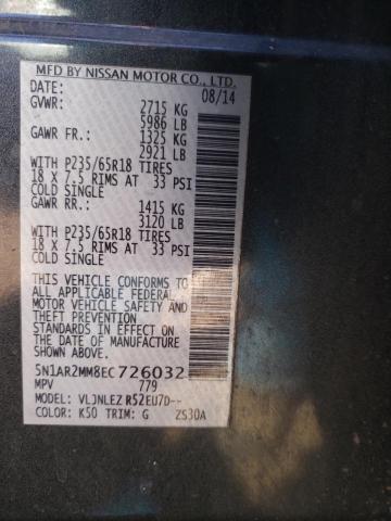 5N1AR2MM8EC726032 - 2014 NISSAN PATHFINDER S GRAY photo 13