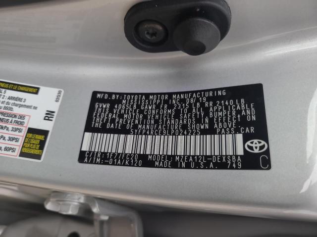 5YFP4RCE9LP024225 - 2020 TOYOTA COROLLA SE SILVER photo 10