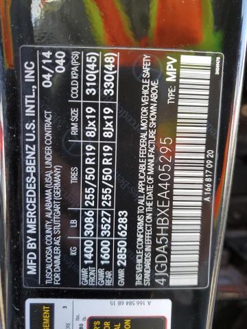 4JGDA5HBXEA405295 - 2014 MERCEDES-BENZ ML 350 4MATIC BLACK photo 12