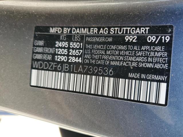 WDDZF6JB1LA739536 - 2020 MERCEDES-BENZ E 450 4MATIC GRAY photo 12