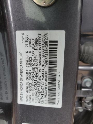 1HGCV1F42LA028087 - 2020 HONDA ACCORD EX GRAY photo 13