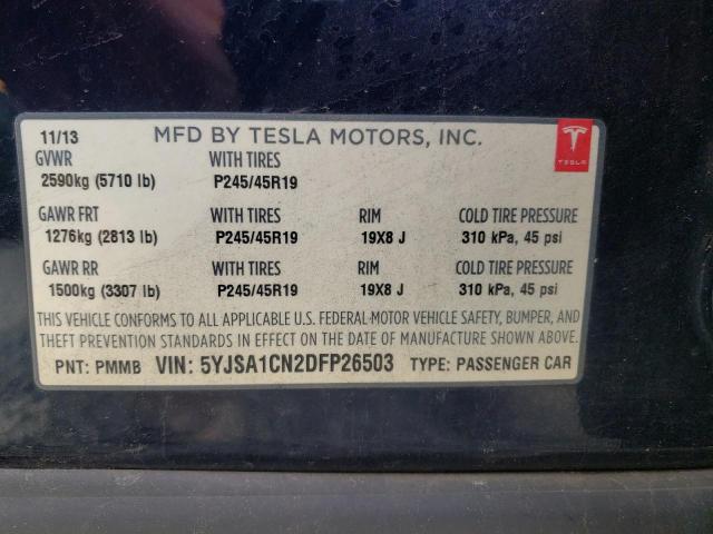 5YJSA1CN2DFP26503 - 2013 TESLA MODEL S Կապույտ լուսանկար 13