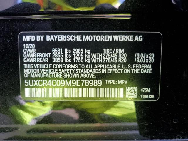 5UXCR4C09M9E78989 - 2021 BMW X5 SDRIVE 40I BLACK photo 13