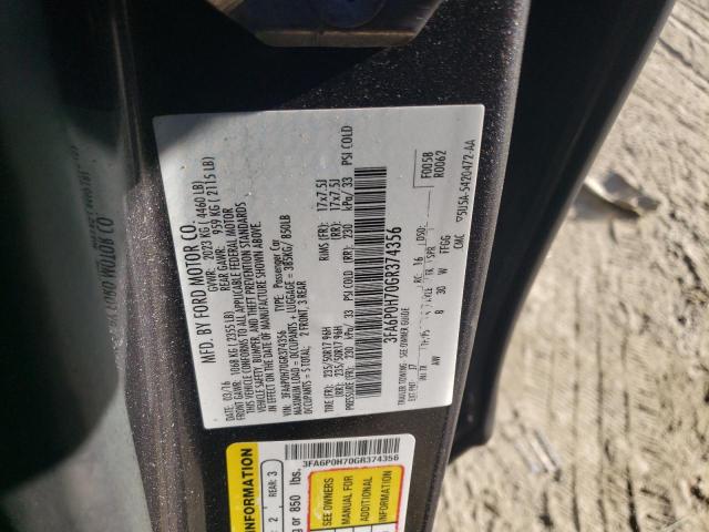 3FA6P0H70GR374356 - 2016 FORD FUSION SE GRAY photo 12