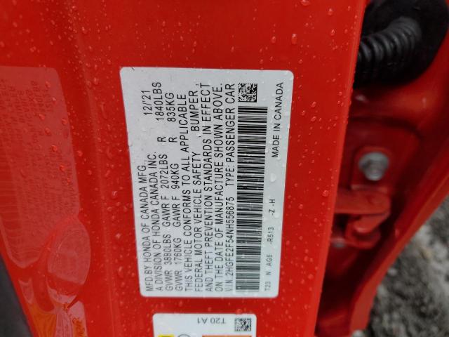 2HGFE2F54NH556875 - 2022 HONDA CIVIC SPORT 红色 照片 13