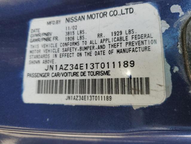 JN1AZ34E13T011189 - 2003 NISSAN 350Z COUPE BLUE photo 12