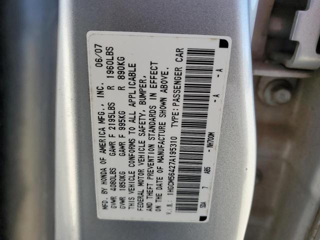 1HGCM56427A195310 - 2007 HONDA ACCORD LX SILVER photo 12