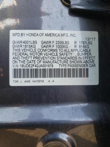 19UDE2F42JA001978 - 2018 ACURA ILX SPECIAL EDITION GRAY photo 12