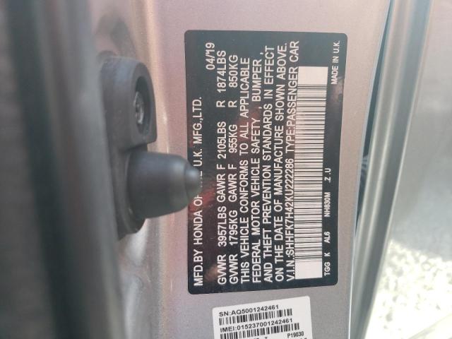SHHFK7H42KU222286 - 2019 HONDA CIVIC SPORT 银色 照片 12